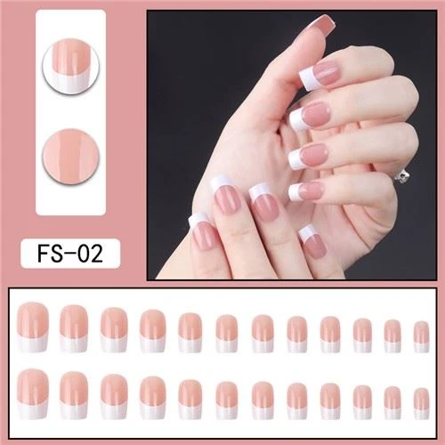 Korte Vierkante Franse Nep Nagels