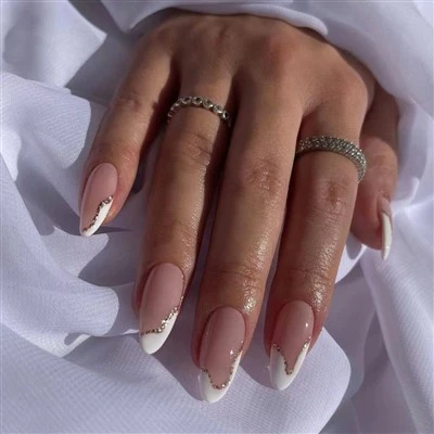 Goud Glitter Stiletto pers op nagels